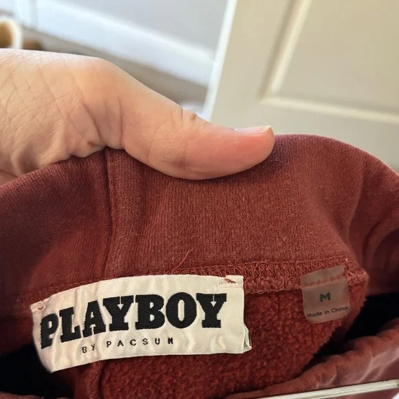Playboy Burgundy Logo Jogger Sweatpants M - Picture 3 of 6